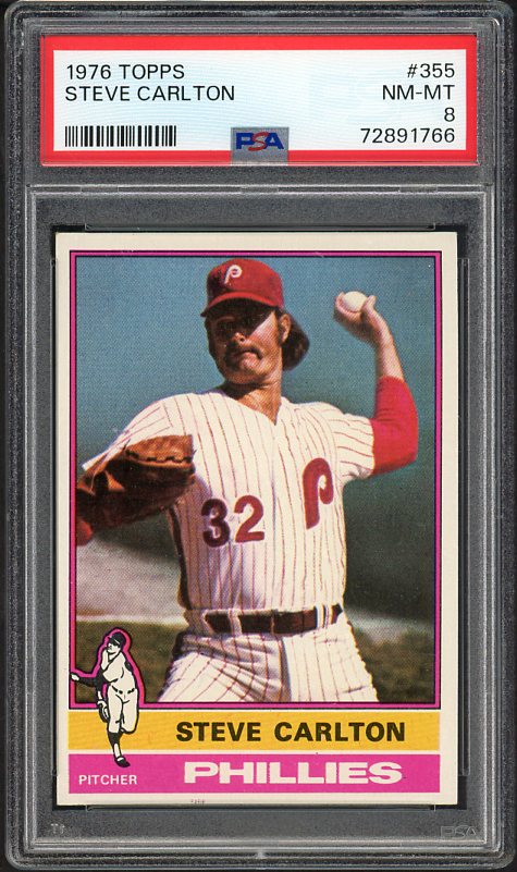 1976 Topps Baseball #355 Steve Carlton Phillies PSA 8 NM/MT 511145