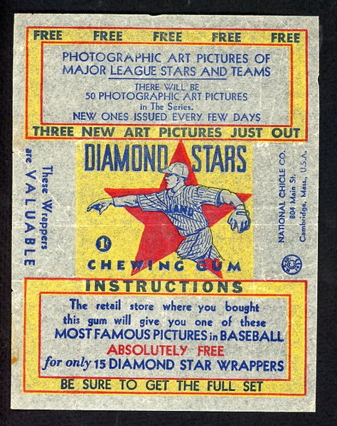 1934-36 Diamond Stars Wax Wrapper Yellow 511286