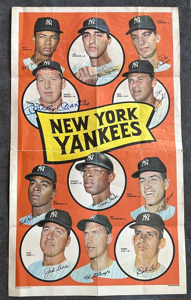 1969 Topps Baseball Team Posters #019 Mickey Mantle Autograph JSA Auth 511294