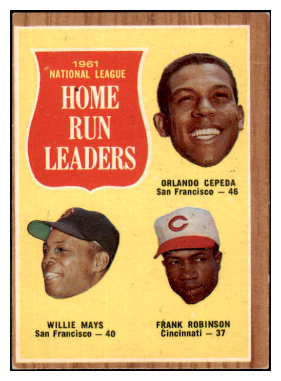 1962 Topps Baseball #054 N.L. Home Run Leaders Willie Mays EX 511394