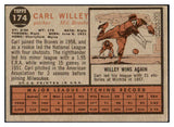 1962 Topps Baseball #174 Carl Willey Braves EX Variation 511398