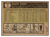 1961 Topps Baseball #002 Roger Maris Yankees VG-EX 511407