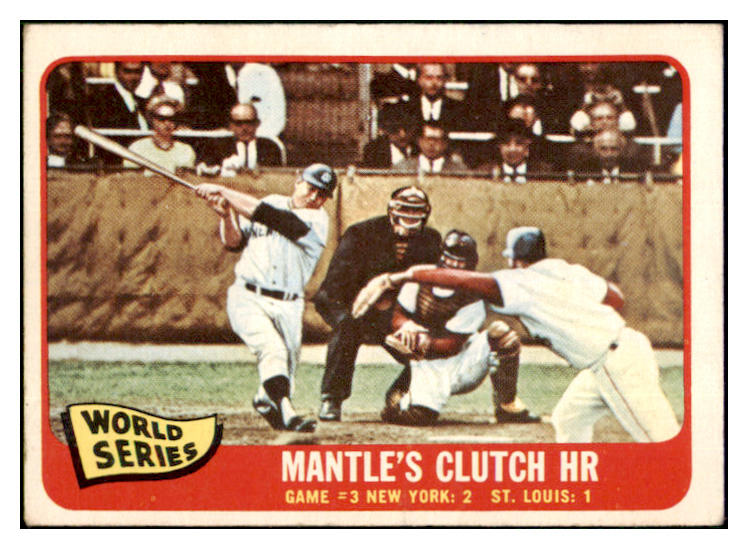 1965 Topps Baseball #134 World Series Game 3 Mickey Mantle EX 511421