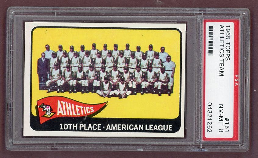 1965 Topps Baseball #151 Kansas City A's Team PSA 8 NM/MT 511589