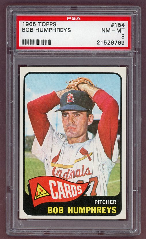 1965 Topps Baseball #154 Bob Humphreys Cardinals PSA 8 NM/MT 511592