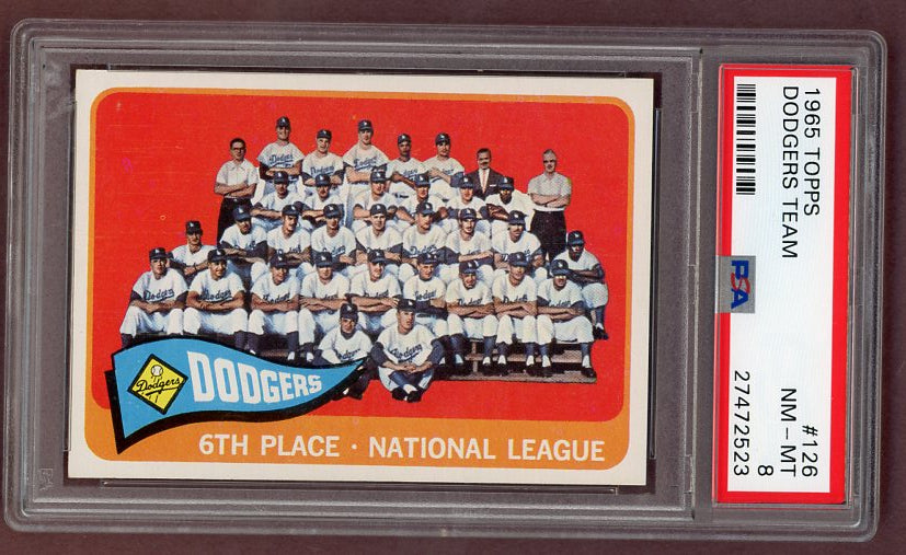 1965 Topps Baseball #126 Los Angeles Dodgers Team PSA 8 NM/MT 511632