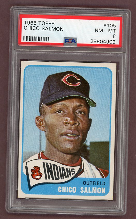 1965 Topps Baseball #105 Chico Salmon Indians PSA 8 NM/MT 511666