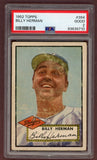 1952 Topps Baseball #394 Billy Herman Dodgers PSA 2 GD 511707