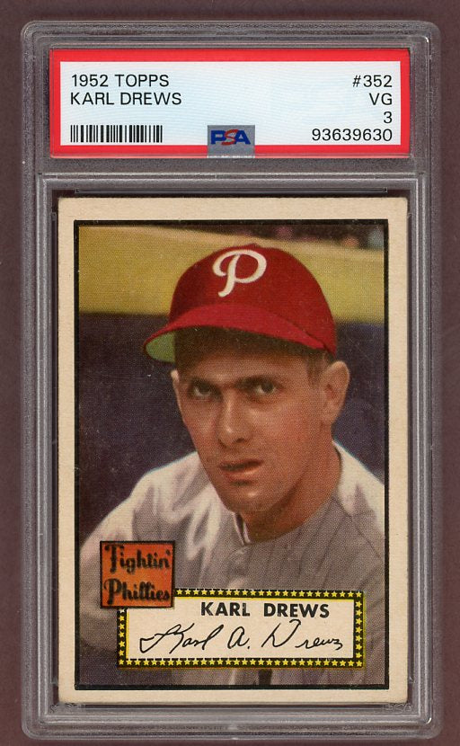 1952 Topps Baseball #352 Karl Drews Phillies PSA 3 VG 511711