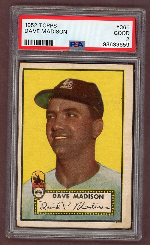 1952 Topps Baseball #366 Dave Madison Browns PSA 2 GD 511728