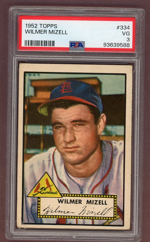 1952 Topps Baseball #334 Wilmer Mizell Cardinals PSA 3 VG 511731