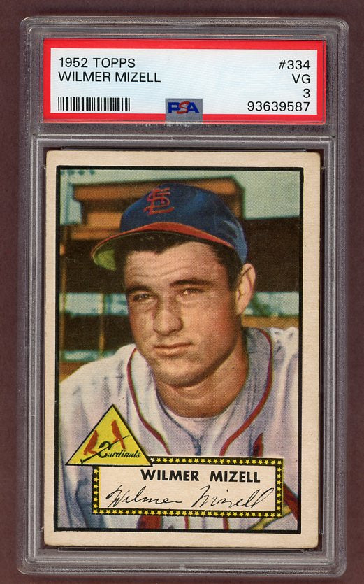 1952 Topps Baseball #334 Wilmer Mizell Cardinals PSA 3 VG 511746