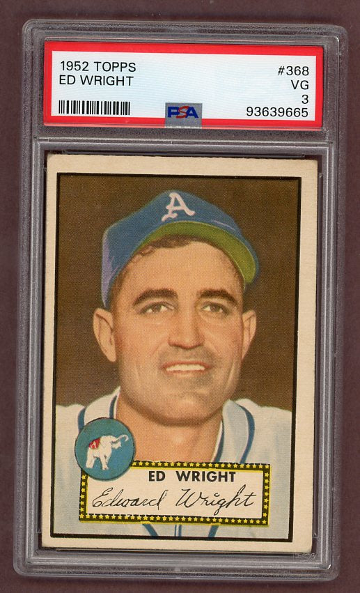 1952 Topps Baseball #368 Ed Wright A's PSA 3 VG 511749