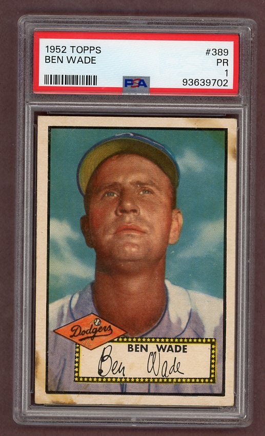 1952 Topps Baseball #389 Ben Wade Dodgers PSA 1 PR 511757