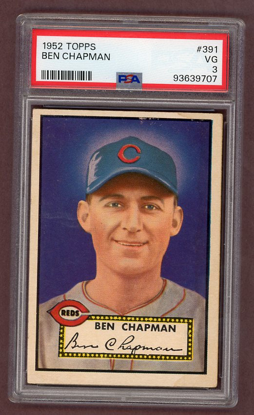 1952 Topps Baseball #391 Ben Chapman Reds PSA 3 VG 511792