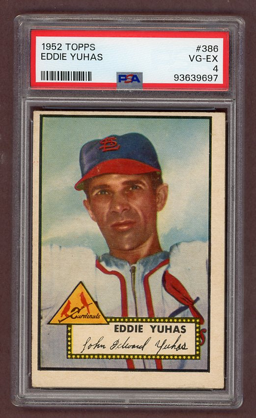 1952 Topps Baseball #386 Eddie Yuhas Cardinals PSA 4 VG-EX 511808