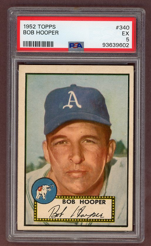 1952 Topps Baseball #340 Bob Hooper A's PSA 5 EX 511834