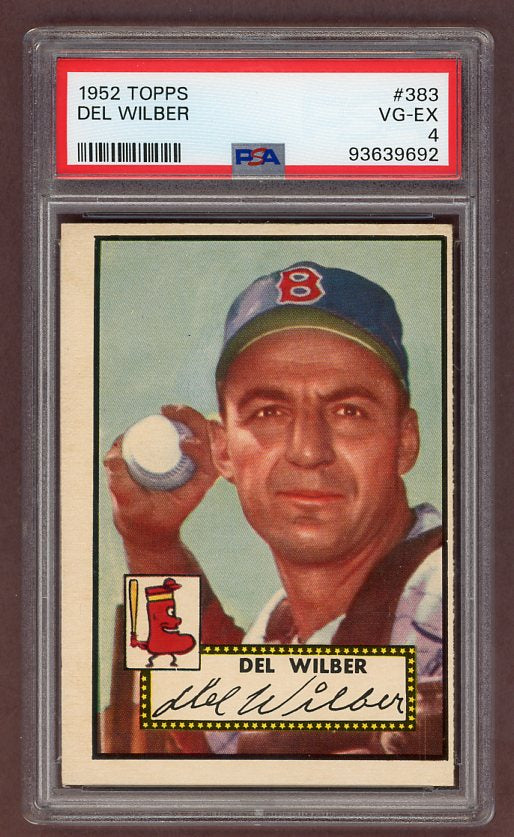 1952 Topps Baseball #383 Del Wilber Red Sox PSA 4 VG-EX 511850