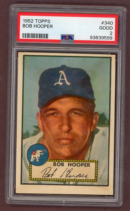 1952 Topps Baseball #340 Bob Hooper A's PSA 2 GD 511864