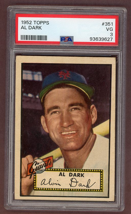 1952 Topps Baseball #351 Al Dark Giants PSA 3 VG 511866