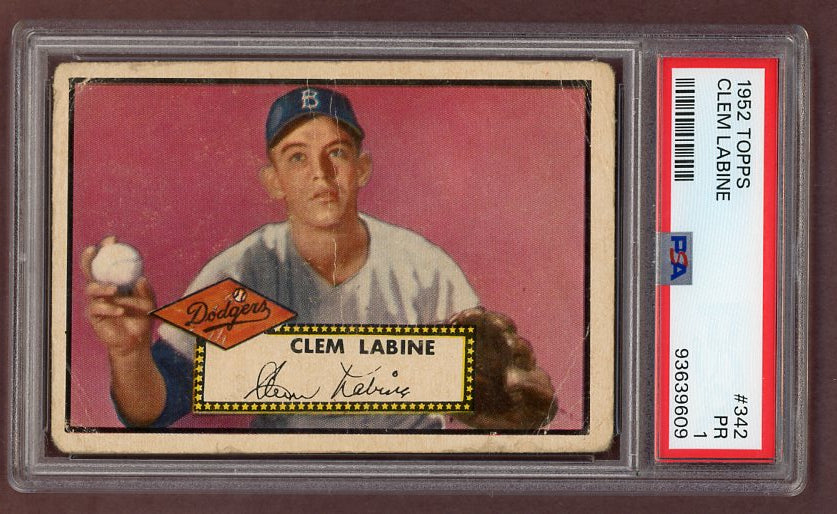 1952 Topps Baseball #342 Clem Labine Dodgers PSA 1 PR 511870