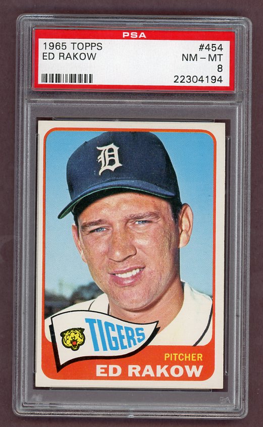 1965 Topps Baseball #454 Ed Rakow Tigers PSA 8 NM/MT 511888