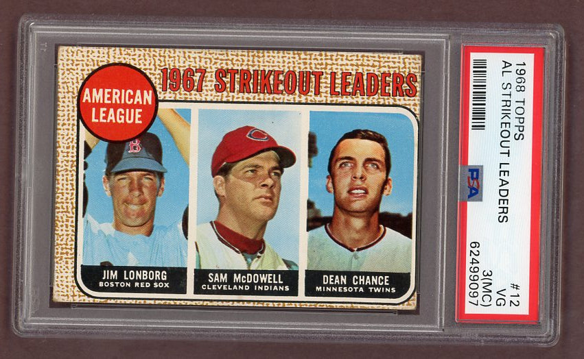 1968 Topps Baseball #012 A.L. Strike Out Leaders McDowell PSA 3 VG mc 511923