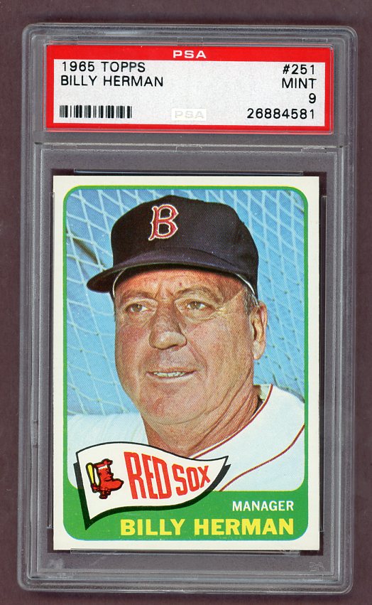 1965 Topps Baseball #251 Billy Herman Red Sox PSA 9 MINT 511927