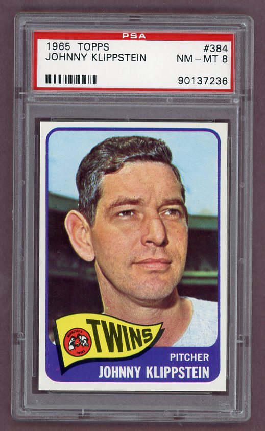 1965 Topps Baseball #384 Johnny Klippstein Twins PSA 8 NM/MT 512082