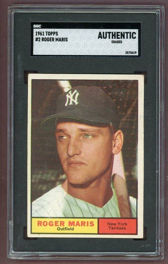 1961 Topps Baseball #002 Roger Maris Yankees SGC Auth 512087