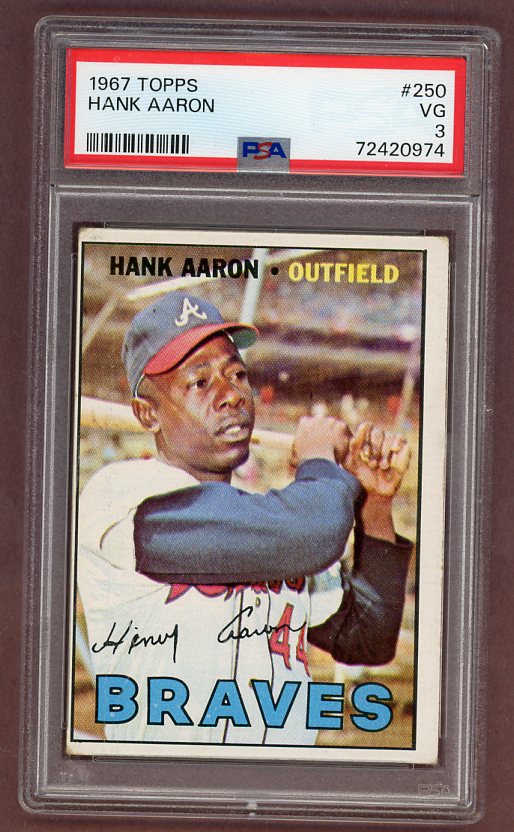 1967 Topps Baseball #250 Hank Aaron Braves PSA 3 VG 512096