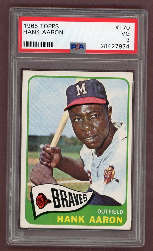 1965 Topps Baseball #170 Hank Aaron Braves PSA 3 VG 512098