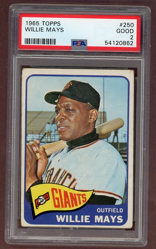 1965 Topps Baseball #250 Willie Mays Giants PSA 2 GD 512111