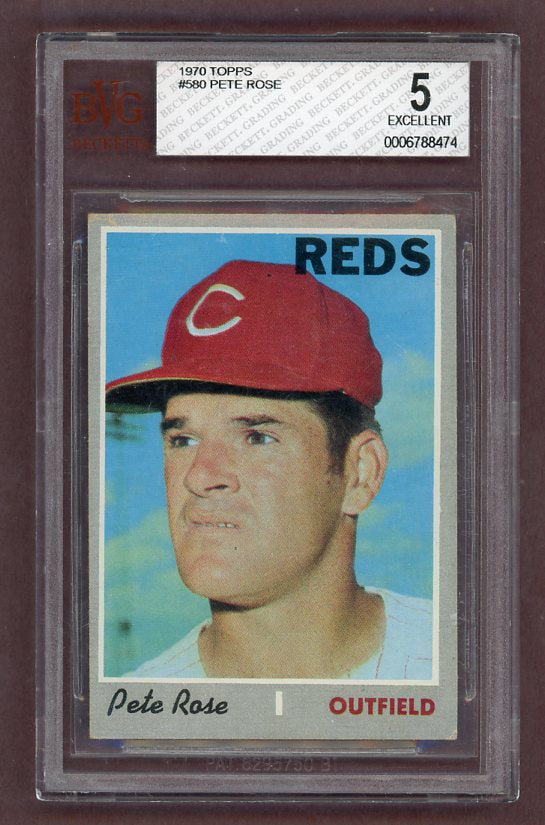 1970 Topps Baseball #580 Pete Rose Reds BVG 5 EX 512118