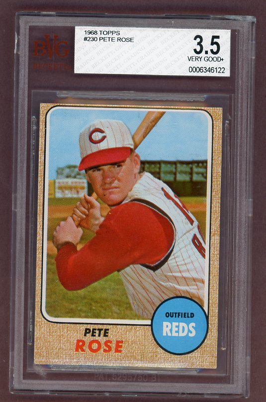 1968 Topps Baseball #230 Pete Rose Reds BVG 3.5 VG+ 512120