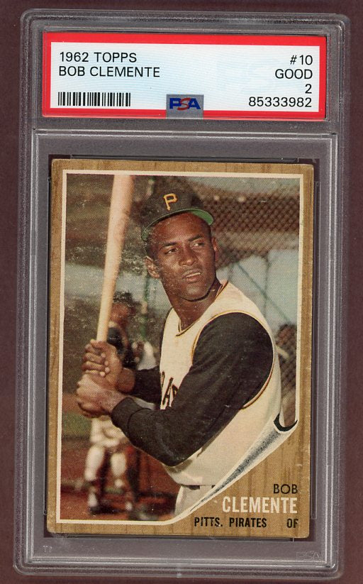 1962 Topps Baseball #010 Roberto Clemente Pirates PSA 2 GD 512124