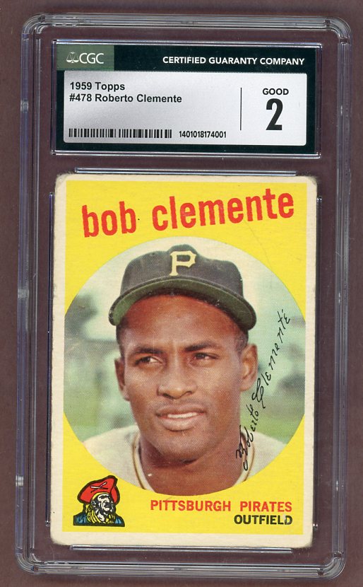 1959 Topps Baseball #478 Roberto Clemente Pirates CGC 2 GD 512127