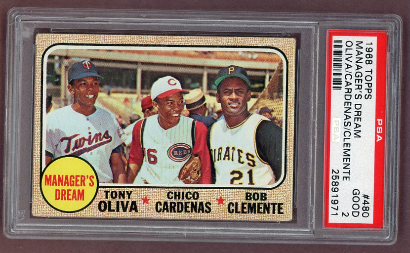 1968 Topps Baseball #480 Roberto Clemente Tony Oliva PSA 2 GD 512128