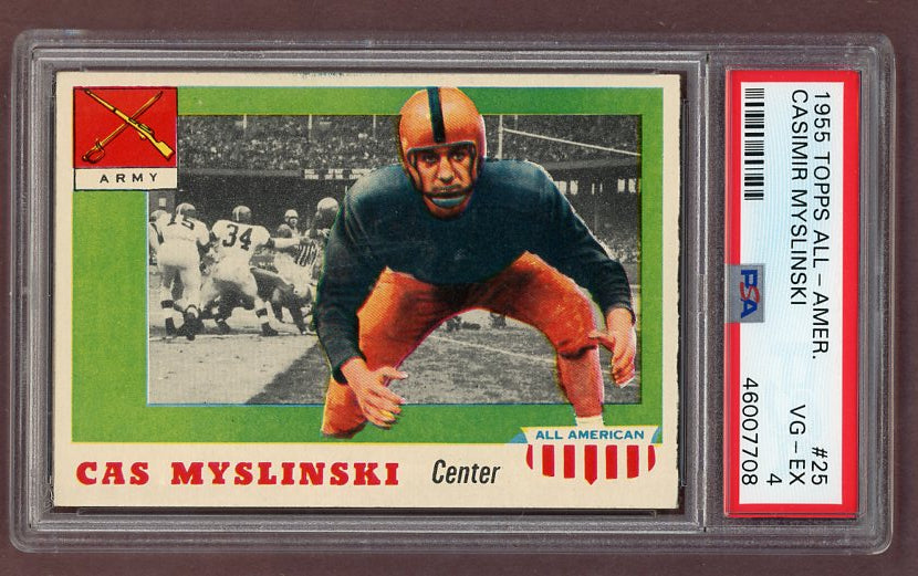 1955 Topps Football #025 Cas Myslinski Army PSA 4 VG-EX 512151