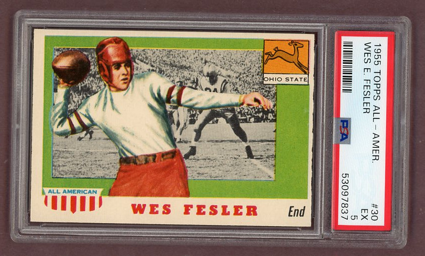 1955 Topps Football #030 Wes Fesler Ohio State PSA 5 EX 512158