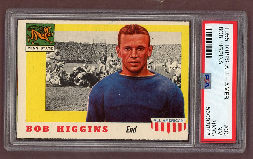 1955 Topps Football #033 Bob Higgins Penn State PSA 7 NM mc 512161