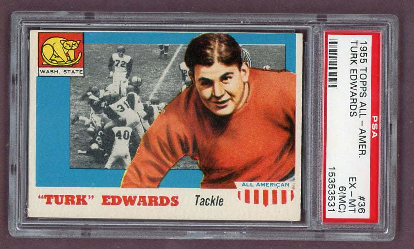 1955 Topps Football #036 Turk Edwards WSU PSA 6 EX-MT mc 512162