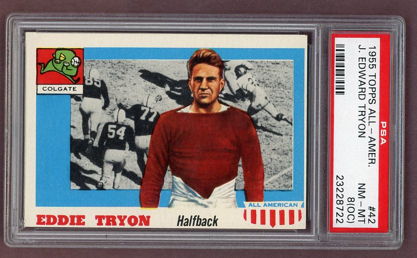 1955 Topps Football #042 Eddie Tryon Colgate PSA 8 NM/MT oc 512164