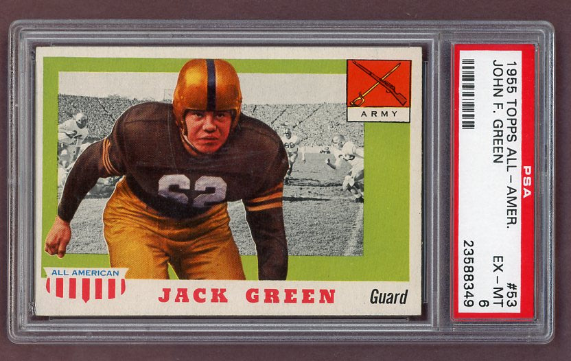 1955 Topps Football #053 Jack Green Army PSA 6 EX-MT 512175