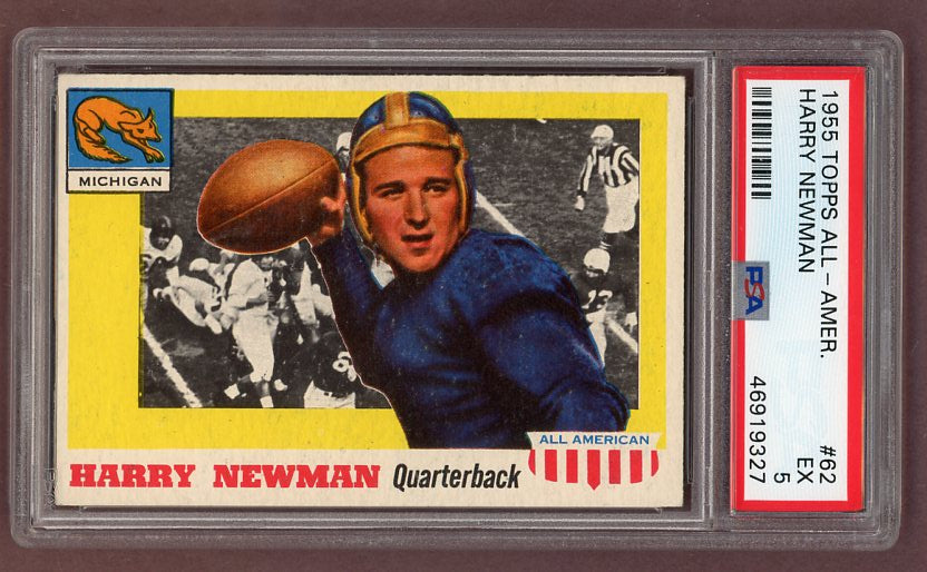 1955 Topps Football #062 Harry Newman Michigan PSA 5 EX 512184