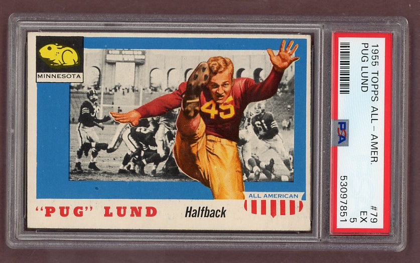 1955 Topps Football #079 Pug Lund Minnesota PSA 5 EX 512201