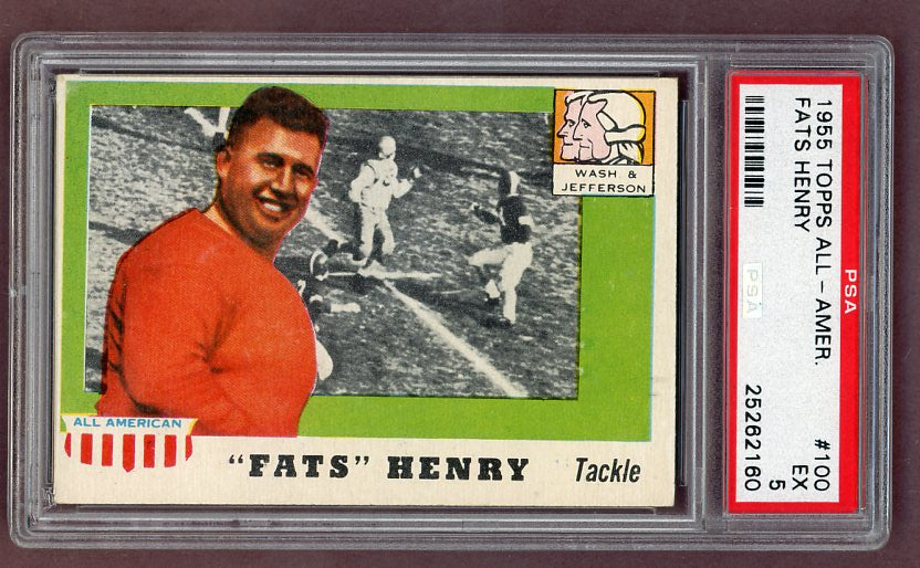 1955 Topps Football #100 Fats Henry Washington & Jefferson PSA 5 EX 512220