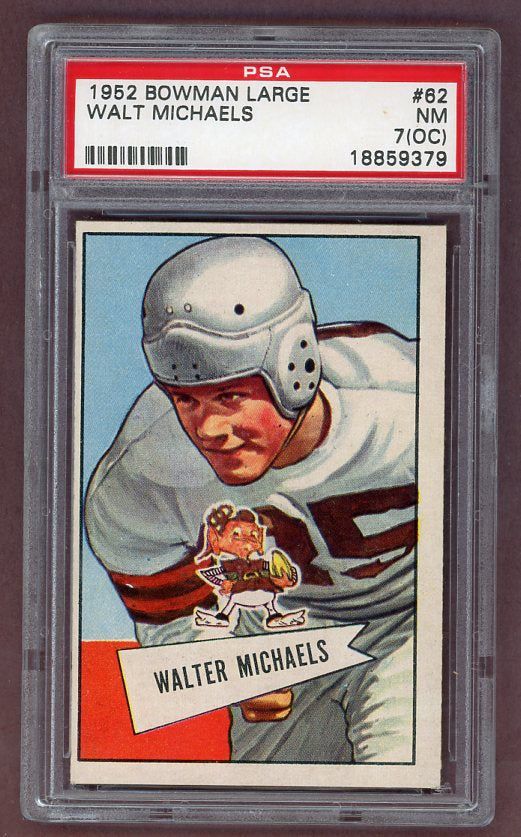 1952 Bowman Large Football #062 Walt Michaels Browns PSA 7 NM oc 512235