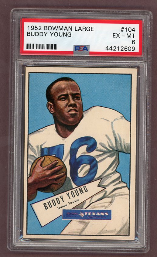 1952 Bowman Large Football #104 Buddy Young Texans PSA 6 EX-MT 512238