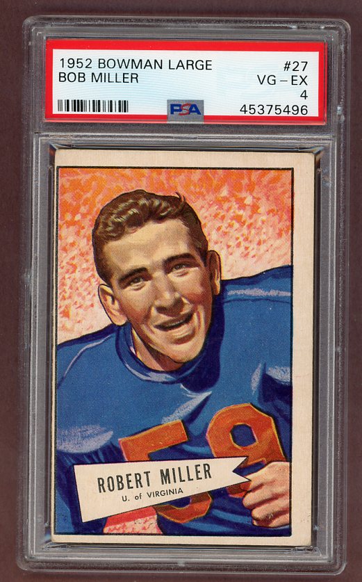 1952 Bowman Large Football #027 Bob Miller Lions PSA 4 VG-EX 512247